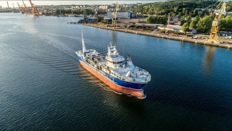 Marine Harvests nye brønnbåt ankommer Myklebust Verft i dag