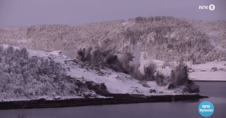 Her sprenges første salve for SalMars nye gigantfabrikk på Senja
